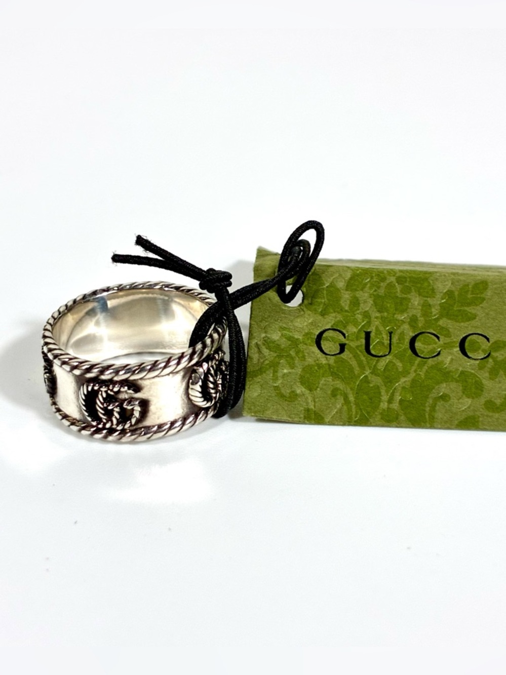 Gucci GG Marmont Band Wide 925 Ring Sterling Silver 6.75 14 NEW - Picture 7 of 17